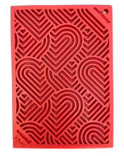 Hearts Dog Lick Mat in Red (Made in the USA)