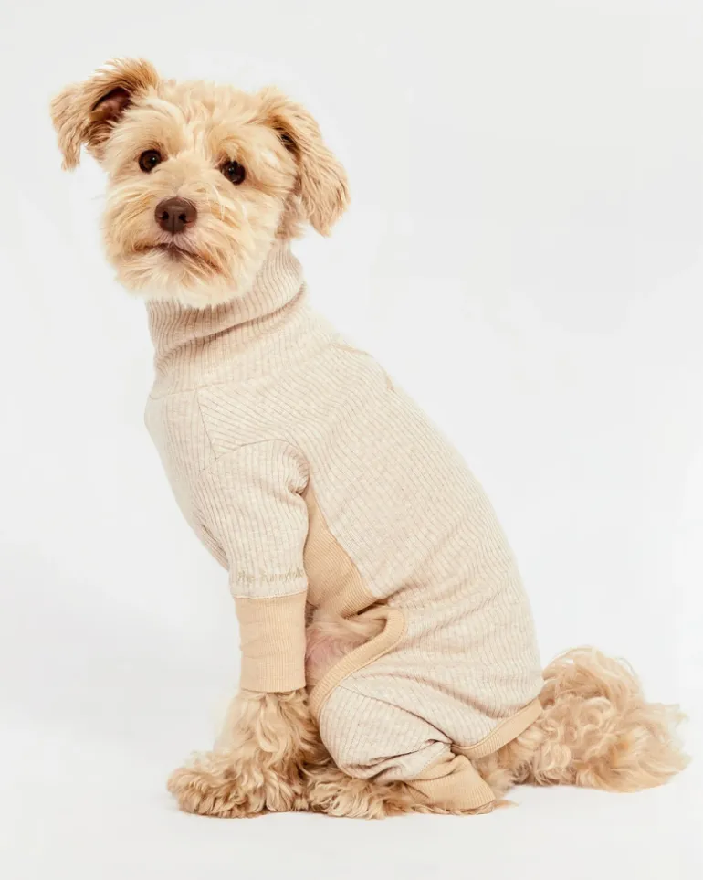 High-Neck Dog Onesie in Beige (FINAL SALE)