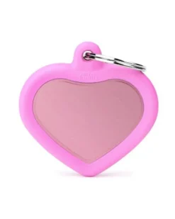 Hushtag Pink Aluminum Heart Custom Pet ID Tag