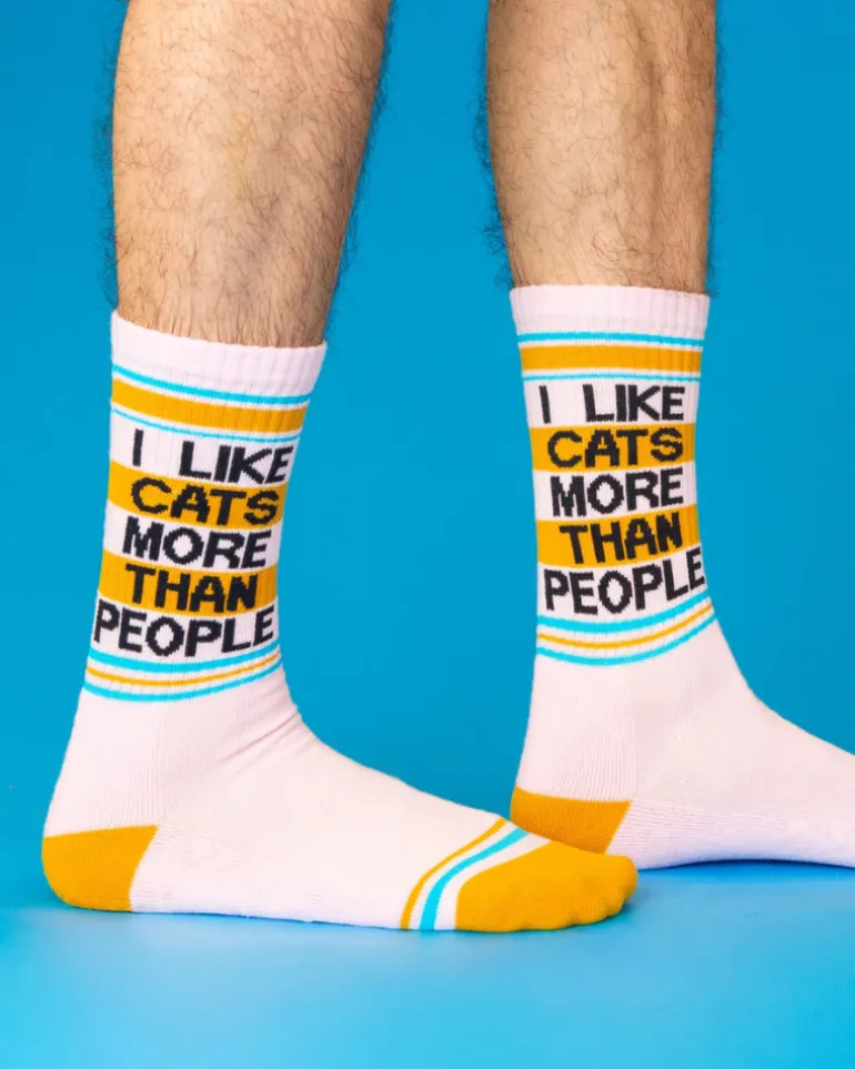 I Like Cats More than People Gym Crew Socks (for Humans)