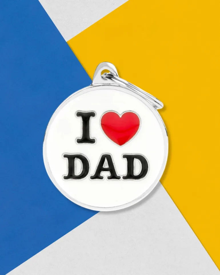 I Love Dad Custom Circle Pet ID Tag