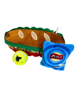 3-in-1 Sandwich Plush + Tennis Ball Dog Toy