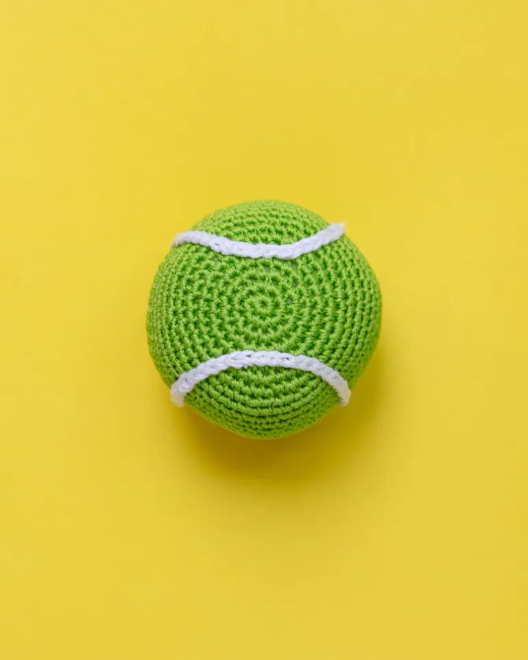 Knit Tennis Ball Squeaky Dog Toy