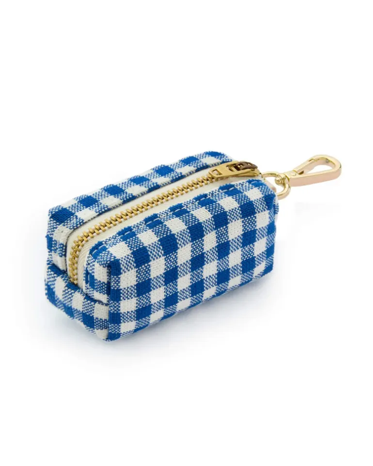 Lake Blue Gingham Waste Dog Bag Holder