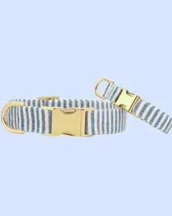 Lake Blue Stripe Dog Collar