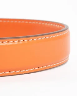 Leather Dog Collar in Orange (Made in Italy)