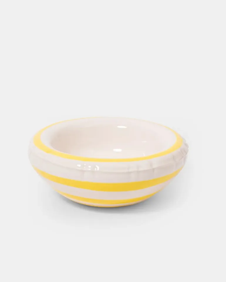 LISA Dog Bowl in Striped Lemon