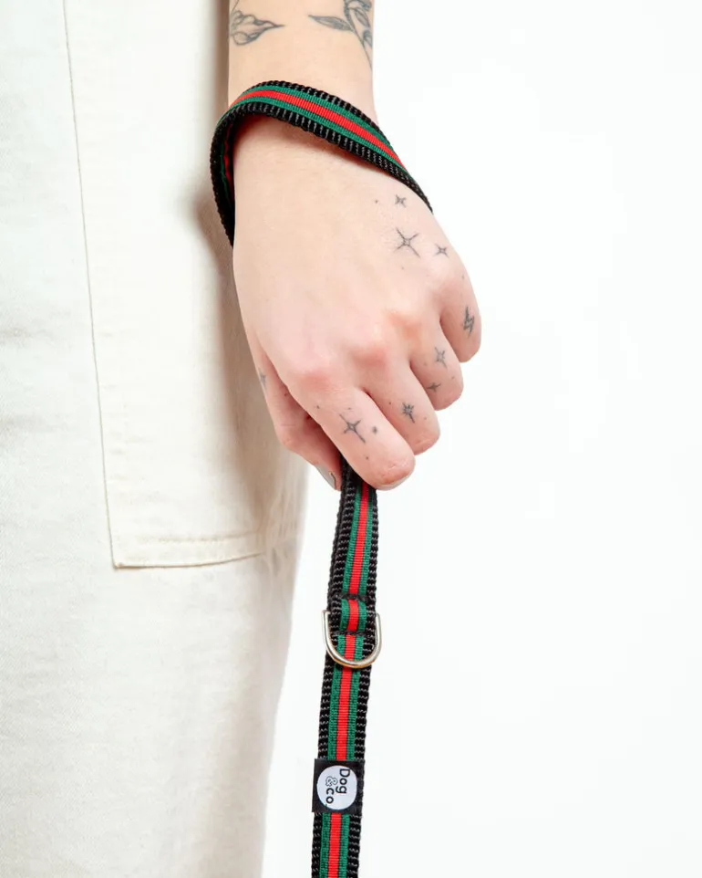 Luxe Green & Red Stripe Dog Leash (Made in NYC)