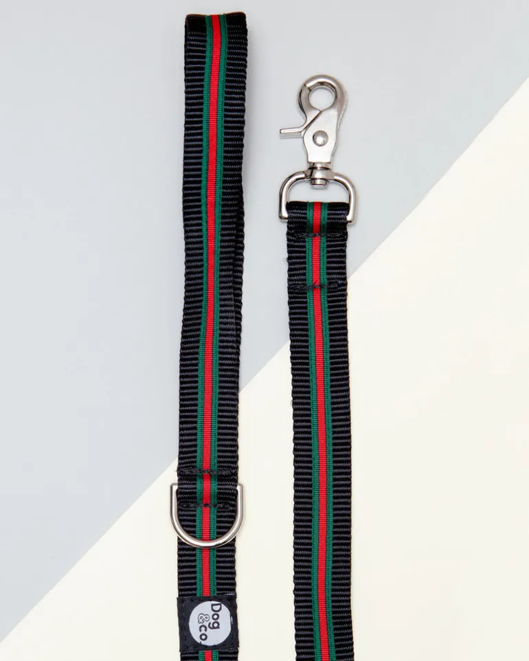 Luxe Green & Red Stripe Dog Leash (Made in NYC)