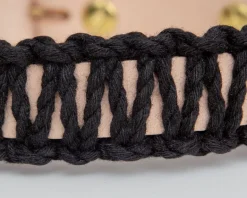 Macrame & Leather Dog Collar in Black w/ Natural (Made in the USA) (FINAL SALE)