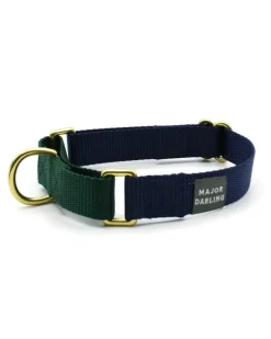 Martingale Dog Collar in Navy + Evergreen (Made in the USA)