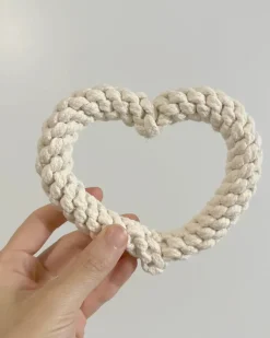 Natural White Heart Dog Rope Toy