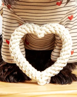 Natural White Heart Dog Rope Toy