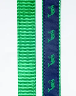 Navy + Green Whale Adjustable Dog Collar (Made in the USA)
