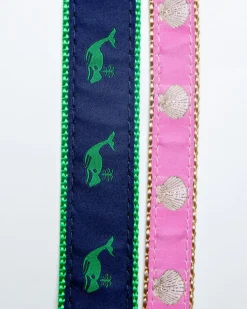 Navy + Green Whale Adjustable Dog Collar (Made in the USA)