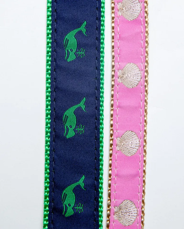 Navy + Green Whale Adjustable Dog Collar (Made in the USA)