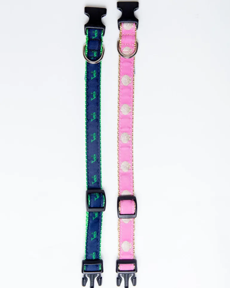 Navy + Green Whale Adjustable Dog Collar (Made in the USA)