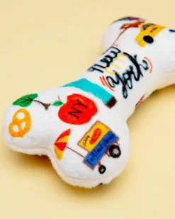 New York City Squeaky Plush Dog Bone Toy (Made in the USA)