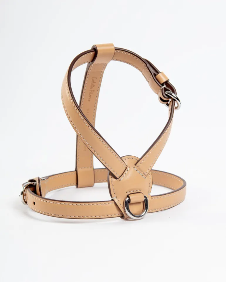 Nuvola Leather Dog Harness in Vanilla (Made in Italy)