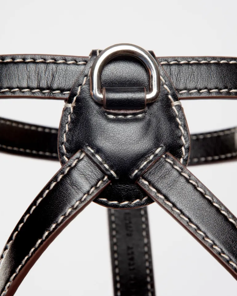Nuvola Leather Dog Harness in Black (Made in Italy)