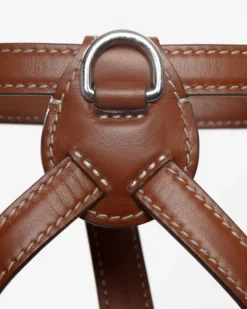 Nuvola Leather Dog Harness in Tobacco Brown (Made in Italy)