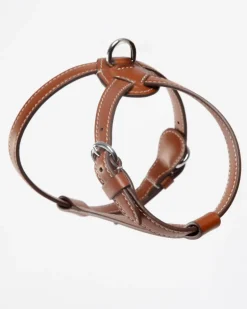 Nuvola Leather Dog Harness in Tobacco Brown (Made in Italy)