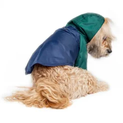 Nylon Colorblock Dog Rainbreaker in Hunter Green & Navy (Exclusive to DOG & CO.)