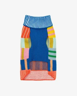 Patchwork Stripe Dog Sweater in Rainbow