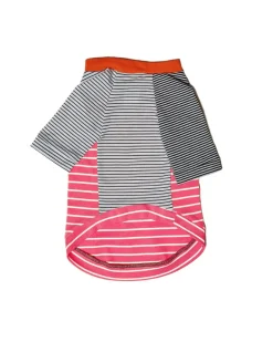 Pink & White Crazy Striped Dog T-Shirt (Made in the USA)