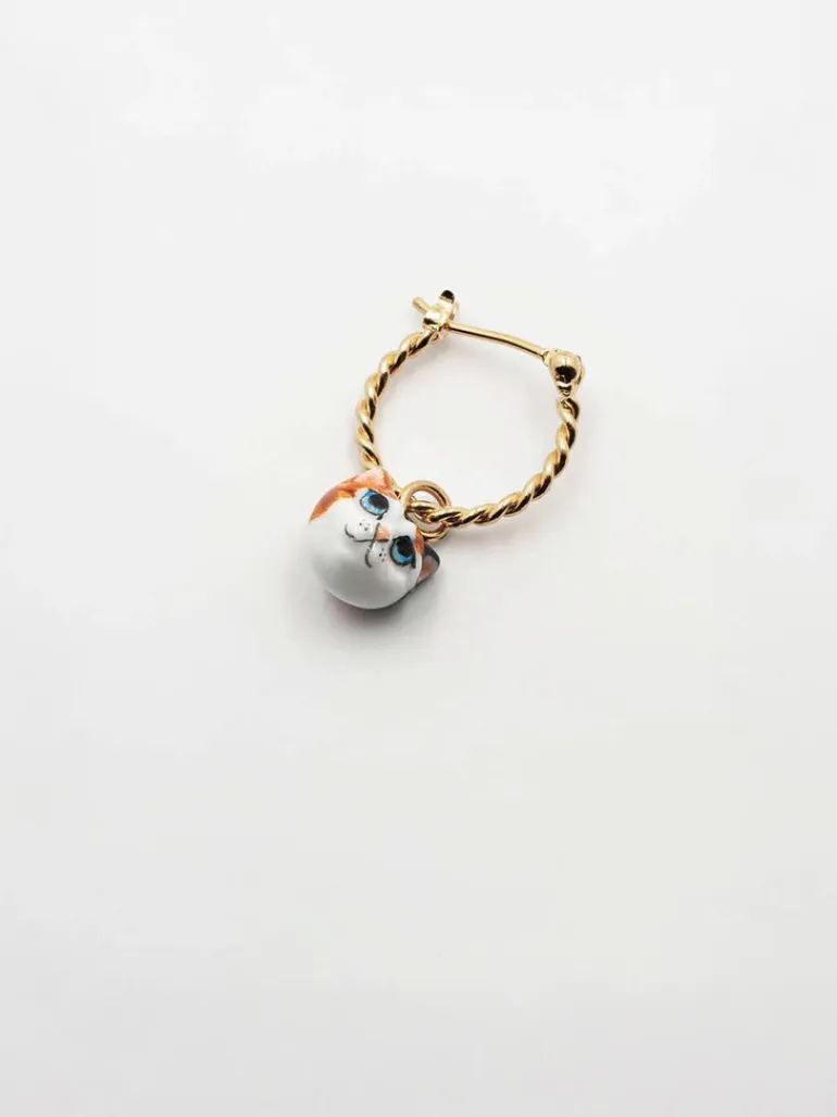 Porcelain Cat Charm Earring