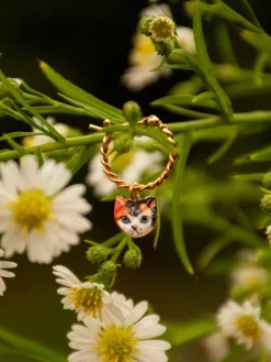 Porcelain Cat Charm Earring