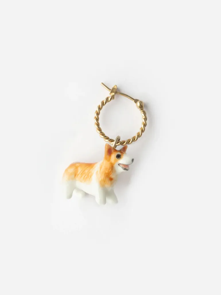 Porecelain Dog Charm Earring