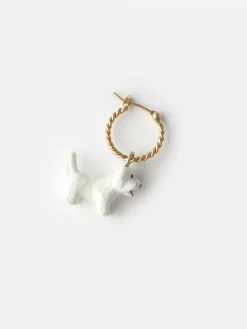 Porecelain Dog Charm Earring