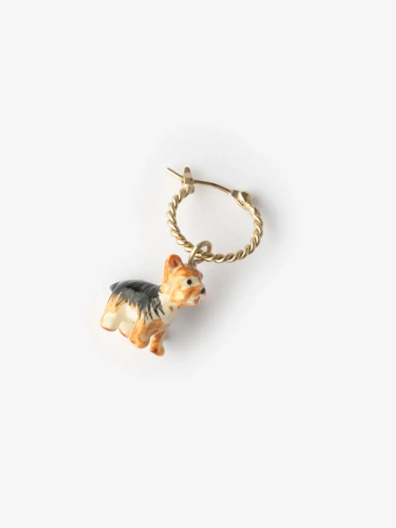 Porecelain Dog Charm Earring