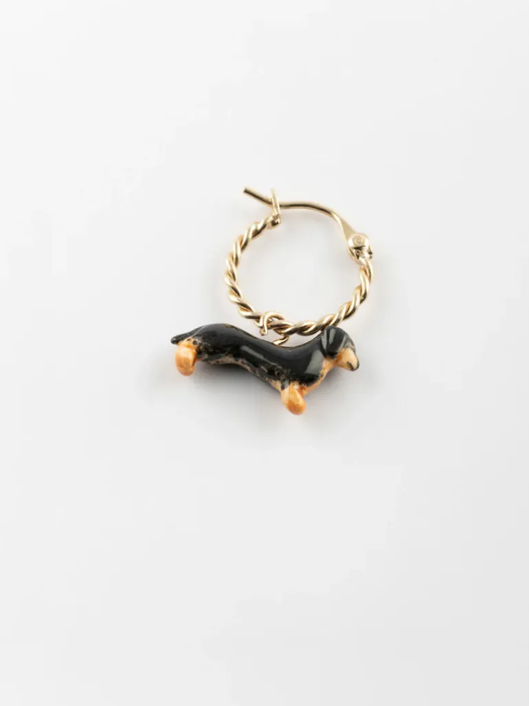 Porecelain Dog Charm Earring