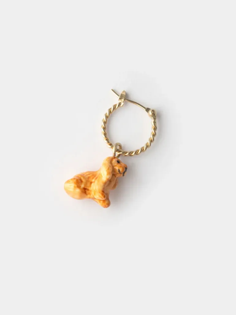 Porecelain Dog Charm Earring