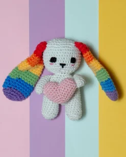 Rachel the Rainbow Rabbit Cotton Knit Dog Toy