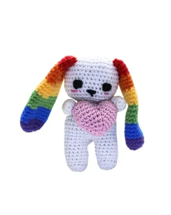 Rachel the Rainbow Rabbit Cotton Knit Dog Toy