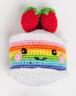 Rainbow Cake Organic Knit Dog Toy