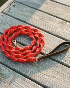 Seaside Cotton Woven Rope Dog Leash in Red