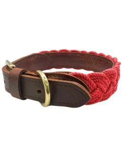 Seaside Cotton Woven Rope Dog Collar in Red