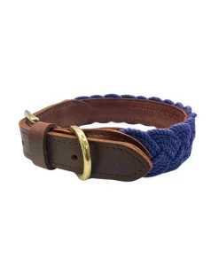 Seaside Cotton Woven Rope Dog Collar in Navy