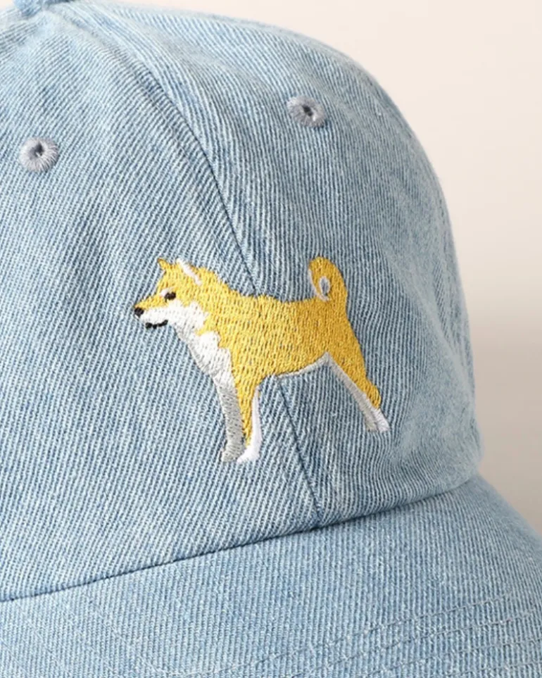 Shiba Inu Embroidered Denim Hat