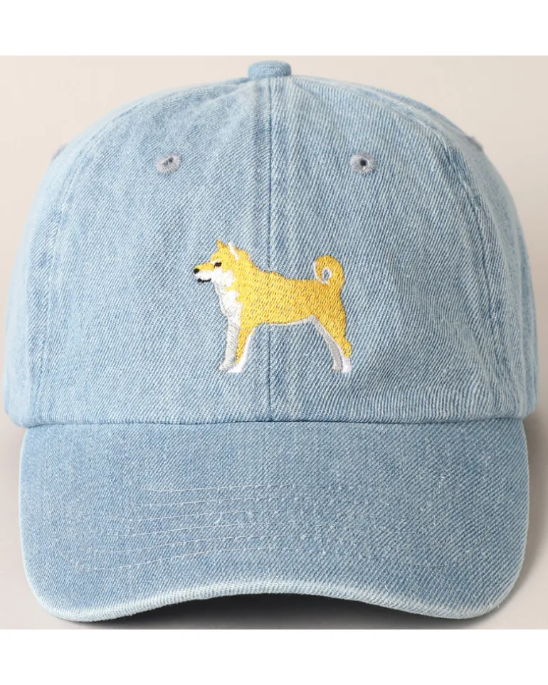 Shiba Inu Embroidered Denim Hat