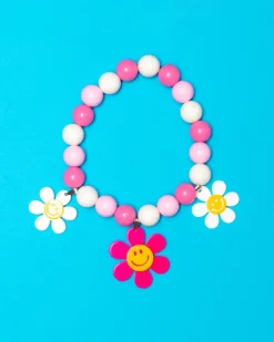 Smile Daisy with Pink Rose Beads Pet Necklace (Made in the USA)
