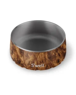 Stainless Steel Dog Bowl in Teakwood