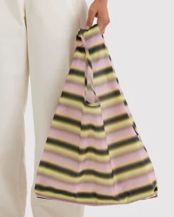 Standard Baggu Reusable Bag in Gradient Stripe Pink & Yellow