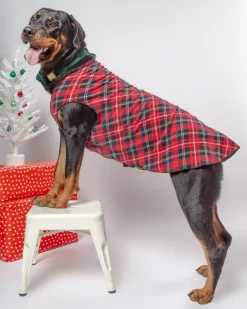 Stretch Fleece in Red Tartan Plaid (Made in the USA)
