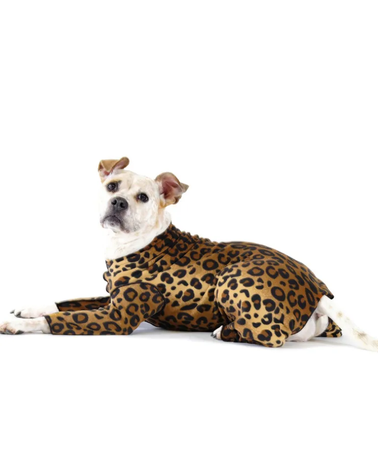 Stretch Fleece Onesie in Leopard (Made in the USA, DOG & CO. + GOLD PAW Exclusive!)