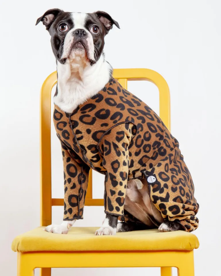 Stretch Fleece Onesie in Leopard (Made in the USA, DOG & CO. + GOLD PAW Exclusive!)